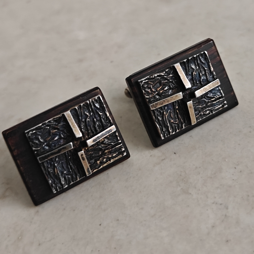 Modernist Brutalist MCM Cufflinks Set